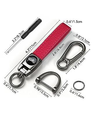 Car Key Fob Keychain Holder Genuine Leather Wristlet Loop Key Chain Circle  Carabiner Clip for Men and Women with Anti-lost D Ring, Screwdriver, 4 Key
