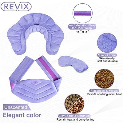 REVIX Neck Heating Pad Microwavable Heated Neck Wrap with Moist Heat for Stress Pain Relief, Microwave Neck Warmer for Woman, Unscented Hot Pack