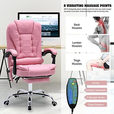  Paddie Ergonomic Executive Massage Office Chair, High-Back PU  Leather Desk Chair with Heated 6 Point Vibrating, Swivel Rocking Chair with  Padded Armrest and Adjustable Height (Black) : Office Products