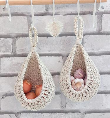 Jute Hanging Wall Baskets Kitchen Basket Rustic Baskets Set 