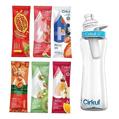 Cirkul Plastic Water Bottle Starter Kit with Blue Lid 22oz & 2 Flavor Cartridges