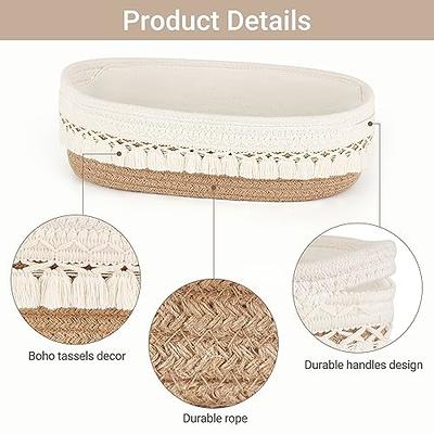 Luxspire Toilet Paper Basket, Boho Bathroom Basket Handmade Cotton Rope  Woven Basket Toilet Paper Storage Bins Small Basket with Handle for Bedroom  Nursery Bathroom, 13.4 x 6, White + Gray - Yahoo Shopping