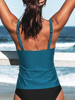 Lands' End Plus Tummy Control V-Neck Wrap Underwire Tankini Swimsuit Top