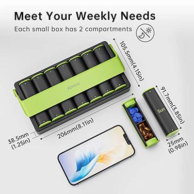 Extra Large Pill Organizer 2 Times a Day, Travel Pill Box with One-Side  Opening, Lightproof Design AM PM Pill Case, Weekly Pill Holder with  Portable