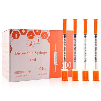 U-100 1ml Syringe with Needle, 31G 1/4 6mm 1cc Syringes, Disposable  Individual Package, Pack of 100