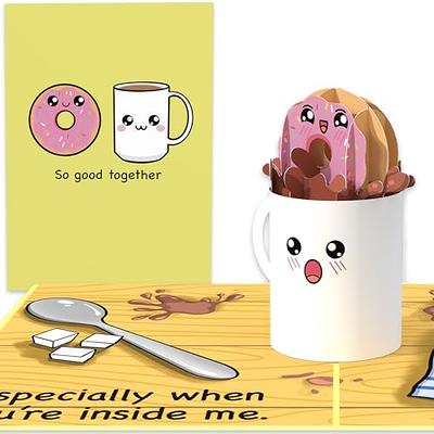 Funny Valentines Day Card For Him  Pop Up Cards Of Cute Donut Inside 3D  Coffee