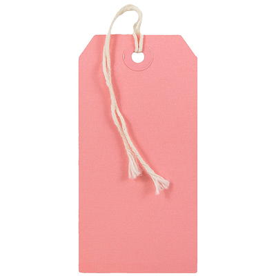 JAM Paper Tiny Gift Tags with String, 100ct. in Neon Red, 2.75 x 1.375