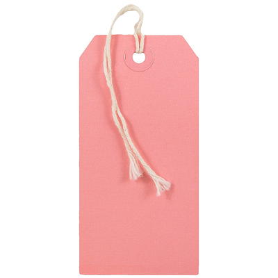 JAM Paper White Tags with Green String, 100ct.