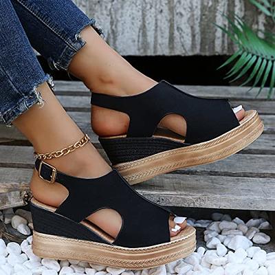 Best Deal for Summer Women Low Wedge Heel Open Toe Sandals Shoes