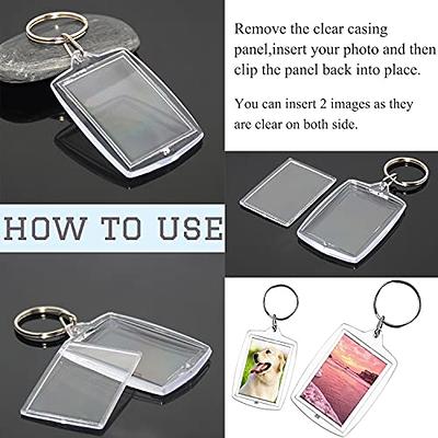 Clear Plastic Photo Frame Keychain Photo Insert Keyrings Blank Rectangle  Shapes DIY Keychain Picture Frame Keyring 
