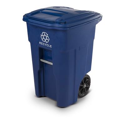 HART 50 Gallon Wheeled Plastic Storage Bin Container, Black with Blue Lid 