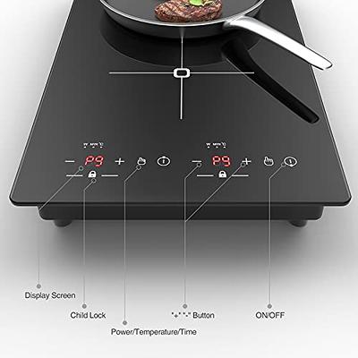 VBGK Electric Cooktop,110V Electric Stove Top,Single Burner Electric  Cooktop LED Touch Control,9 Power Levels, Kids Lock &Timer,Overheat