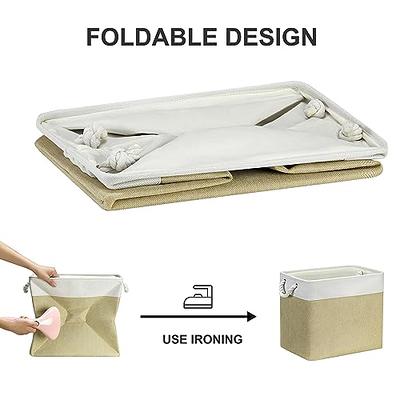 LoforHoney Home Fabric Storage Bins with Lids for Organizing, Foldable  Storage Boxes with Lids for Shelves, Clothes Baskets with Cotton Rope  Handles, Closet Storage Bins, Large, Beige & Brown, 2-Pack