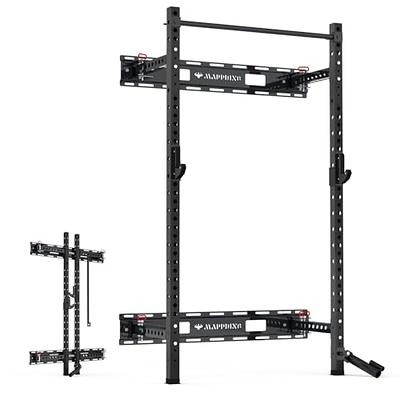 Signature Fitness 3” x 3” Wall Mounted Fold-in Power Cage Squat Rack with  Adjustable Pull Up Bar and J Hooks - Space-Saving Home Gym, Red - Yahoo  Shopping