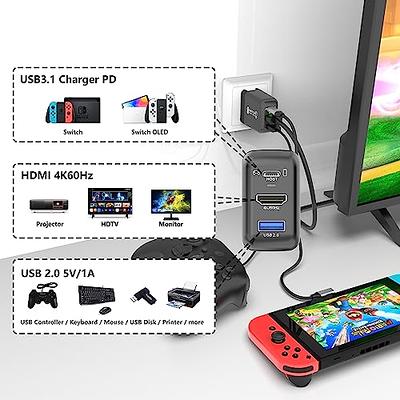 Switch Dock, TV Docking Station for Nintendo Switch/Switch OLED,Portable  Switch Charging TV Dock Replacement with 4K HDMI Adapter/Type C Port/USB  Port