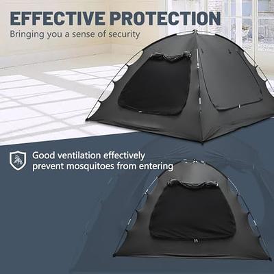 EighteenTek Grey Indoor Pop Up Portable Blackout Bed Canopy Tent