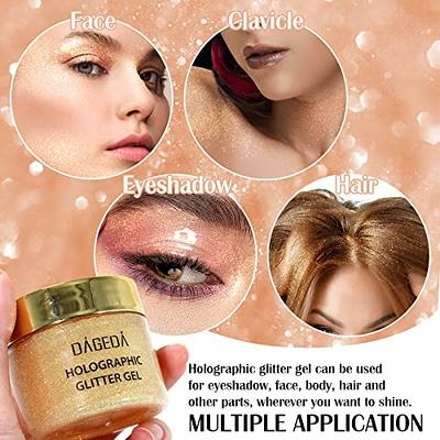 Body Glitter Gel, Holographic Face Glitter Gel Shimmer Makeup for