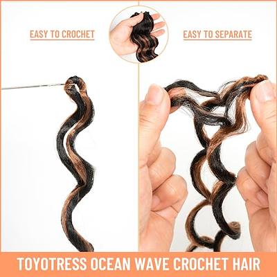 Toyotress Ocean Wave Crochet Hair - 9 Inch 8 Packs Black Mix Brown Crochet  Braids Deep Twist Synthetic Braiding Hair Extensions (9 Inch, P30-8P)
