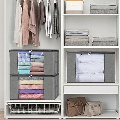 Fab totes 6 Pack Clothes Storage, Foldable Blanket Storage Bags, Storage  Containers for Organizing Bedroom, Closet, Clothing, Comforter,  Organization and Storage with Lids and Handle, Grey