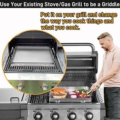 Universal Stainless Steel Griddle, Flat Top Grill with Removable Grease  Tray, Griddle for Gas Griddle, Telescopic Support to Accommodate Different  Sizes Gas/Charcoal Grill, for Camping & Parties - Yahoo Shopping