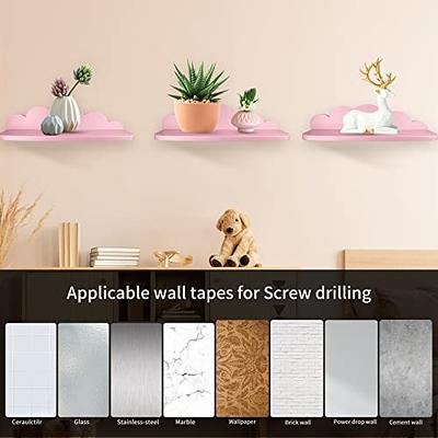 Danpoo Adhesive Floating Shelves for Wall Storage, Metal Wall Shelves,  Small Bathroom Shelves Wall Mount, 8 Mini Display Shelves for