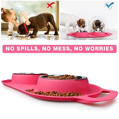 Vivaglory Dog Bowls Stainless Steel Water and Food Puppy Cat Bowls with Non  Spill Skid Resistant Silicone Mat