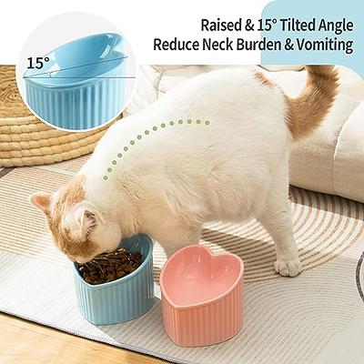 Ceramics Raised Cat Small Dog Bowls With Heighten Metal Stand For