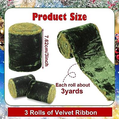 Dark Green Gold Edge Velvet Ribbon - 11 Yard Roll