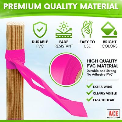 Pink Flagging Tape 12 Pack - Non-Adhesive - 1.5 Width, 150' Length, 2 Mil  - Marking Tape for Trees, Surveyors Tape, Survey Tape, Barricade Tape, Or