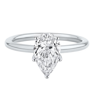 1 Ct. Certified Pear-Shaped Diamond Solitaire Engagement Ring in 14K White Gold (I/I2)