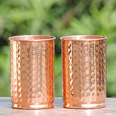 12oz Pure Hammered Copper Tumbler Water Cup with Lid