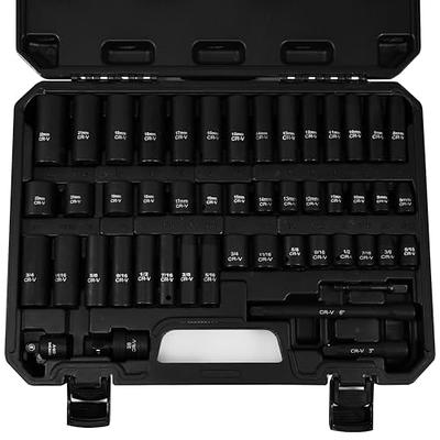 Aloanes 49 PC 3/8-inch Drive Impact Socket Set, 6 Point, SAE (5/16-3/4) &  Metric (8mm-22mm), Deep&Standard, Extension Bars, Drill Adaptor, Universal  Joint, 1/2 F to 3/8 M Reducer - Yahoo Shopping