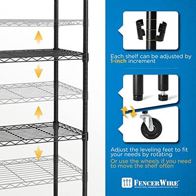 Commercial Grade Heavy Duty Wire Shelving w/Wheels, Leveling Feet