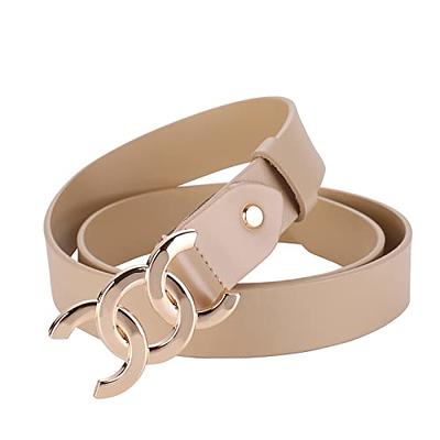 ALAIX Women's Leather Skinny Belt for Dress Adjustable Thin Waist Belt for  Lady Waistband with Golden Buckle at  Women’s Clothing store