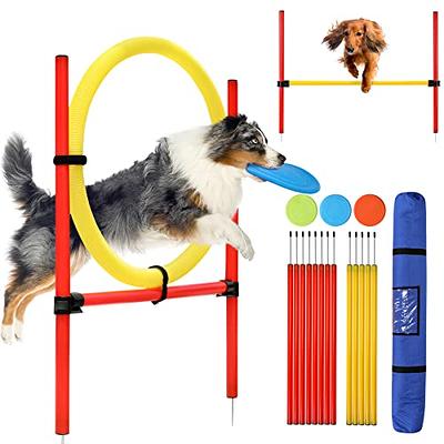 JMMPOO Dog Agility Training Equipment, 60-Piece Dog Obstacle Course  Training Starter Kit Pet Outdoor Game with Tunnel, Agility Hurdle, Weave  Poles