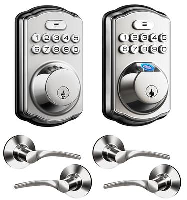 Veise Fingerprint Door Lock with 2 Lever Handles - Keyless Entry