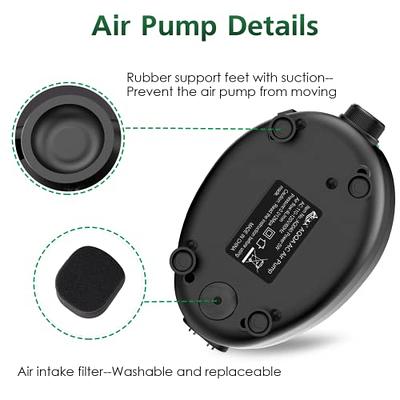 AQQA Aquarium Air Pump,5W 10W Powerful 2 Outlets,Fashion Ultra