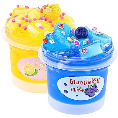 Clear Slime with 8 Add-ins, Blue Clear Jelly Cube Crunchy Slime