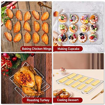 17.5 Inch Large Baking Sheet and Rack Set, P&P CHEF Half Stainless Steel  Cookie Sheet Baking Pan with Cooling Rack for Cooking/Roasting, Non-Toxic 