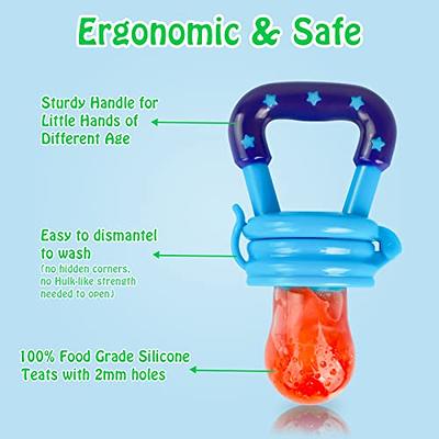 PandaEar 3 Pack Silicone Baby Fruit Food Feeder Pacifier with 3 Sizes  Silicone Pouches, BPA Free Mesh Feeder for Infants