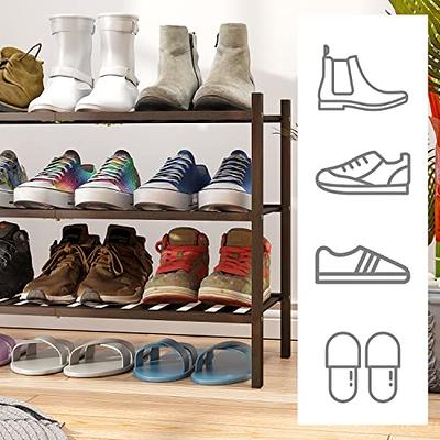 Simple Houseware 3-Tier Stackable Shoe Shelves Storage Utility Rack, Silver  