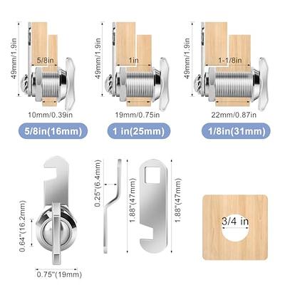 2 Pack 25mm 1 Cylinder Cam Locks with Keys Secure Camper Cabinet