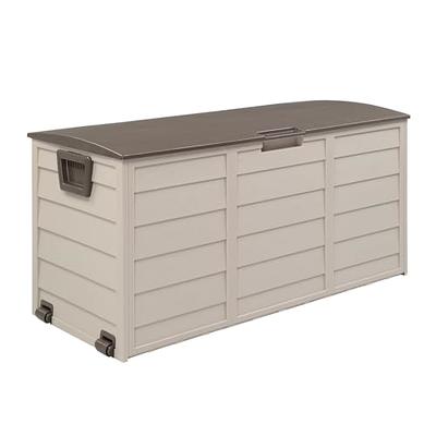 Tozey 100 Gal. Waterproof Dark Brown Large Resin Deck Box Outdoor Lockable  T-PSB1380R8 - The Home Depot