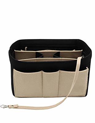  Vercord Felt Purse Insert Organizer 26 19 Toiletry Pouch Insert  with D Ring Attach Chain Strap Beige L : Clothing, Shoes & Jewelry