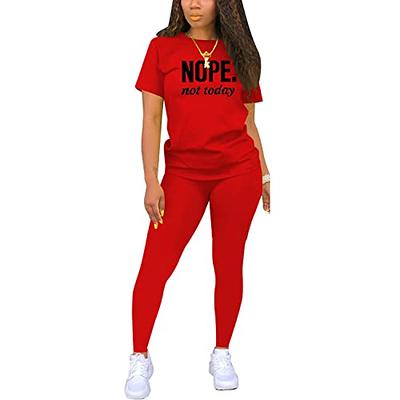 Nimsruc Biker Short Sets Women 2 Piece Outfits Summer Short Sleeve Jogger  Tracksuit Matching Sweatsuits Red M - Yahoo Shopping