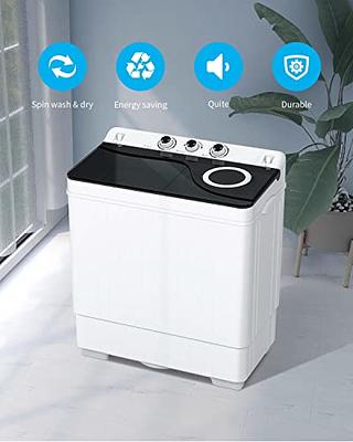 Zeny Portable Compact Mini Twin Tub Washing Machine Washer XL 17.6lbs  Capacity With Wash and Spin Cycle, Built-in Gravity Drain 