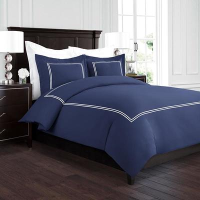 Echelon Home Three Line Hotel Collection 3-piece Duvet Cover Set - On Sale  - Bed Bath & Beyond - 9965408