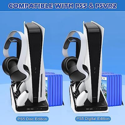  PS5 Stand and Cooling Station with Dual Controller Charging  Station for Playstation 5 Console, PS5 Accessories Incl. Controller  Charger, Cooling fan,Headset holder (Not Fit 2023 PS5 Slim Disc&Digital) :  Video Games