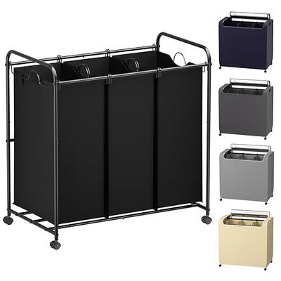 Gewudraw Laundry Sorter Cart with Hanging Rack, 3 Section Laundry Hamper  Basket Butler Cart with 2 Tier Shelf, Rolling Lockable Wheels - Yahoo  Shopping