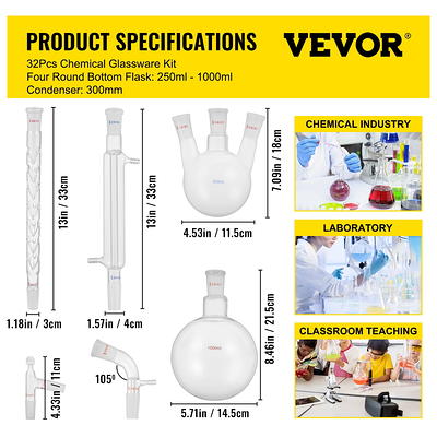 VEVOR 32pcs 24/40 Joints Lab Glassware Kit Organic Chemistry Lab Glassware  Set Laboratory Condenser Essential Lab Equipment - Yahoo Shopping